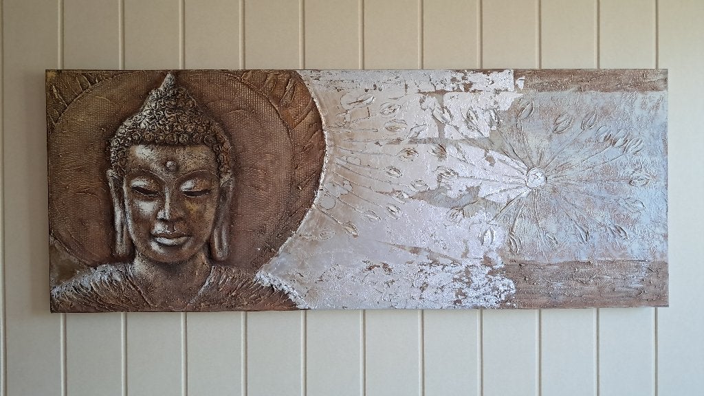 Boeddha op canvas, Ophalen, Meerkleurig, Zo goed als nieuw, Handgemaakt