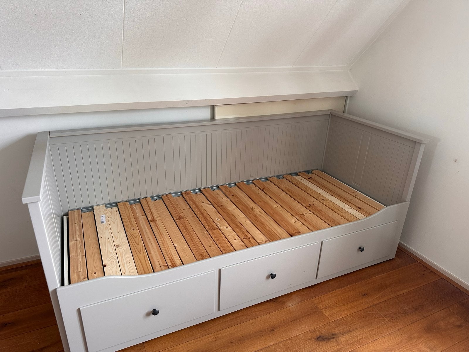 IKEA Hemnes Bedbank met 3 lades - Grijs, Ophalen, Tweepersoons, 200 cm, Grijs
