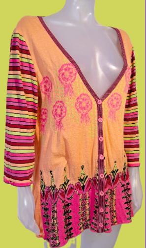 ALDO MARTIN'S 💐 linnen mix vest multi kleurig mt M/L, Kleding | Dames, Maat 38/40 (M), Aldo Martins, Overige kleuren, Verzenden