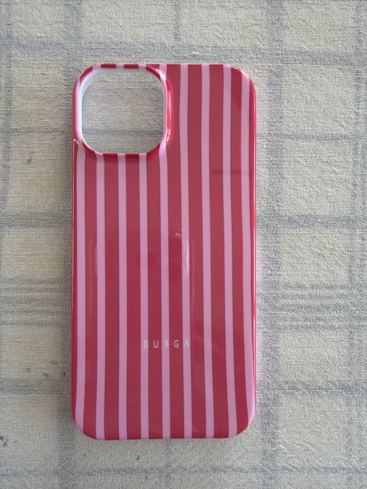 Burga iPhone Hoesje - Roze Gestreept(13 ,15pro), Kunststof, Hoesje of Tasje, Ophalen of Verzenden, Zo goed als nieuw