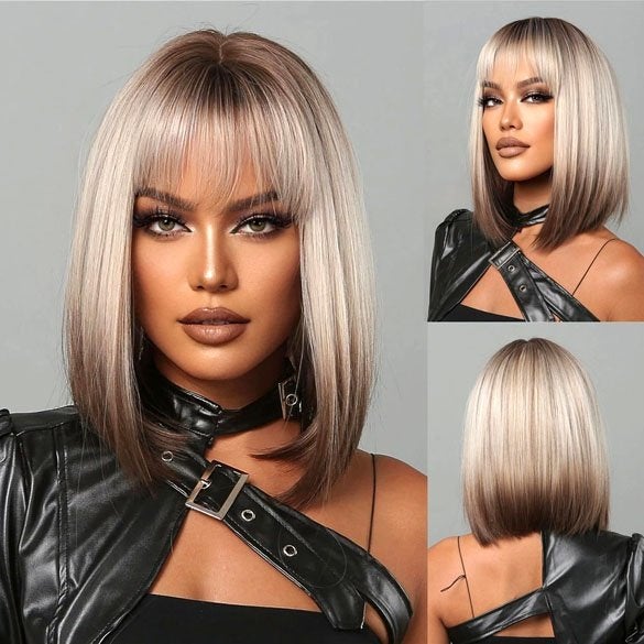 Pruik kort bob model met steil haar Nadia, Ophalen of Verzenden, Nieuw, Pruik of Haarverlenging