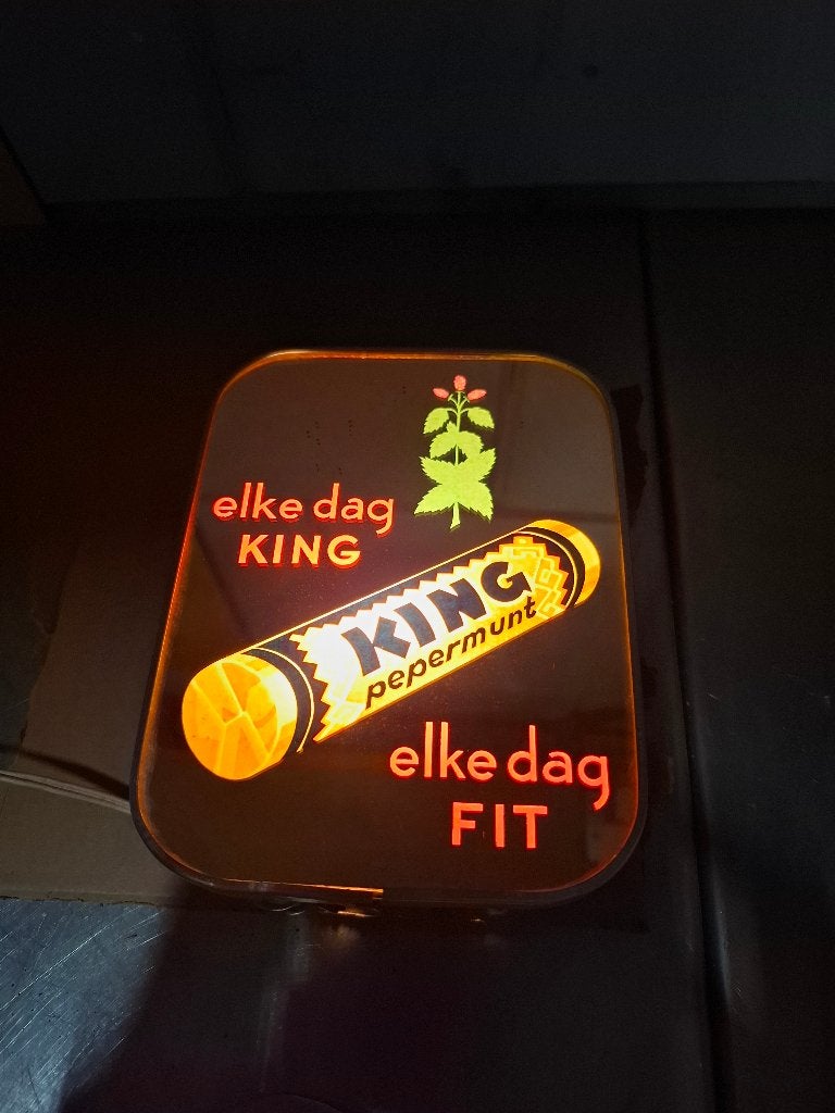 Schuurvondst king pepermunt lichtbak reclame retro mancave, Ophalen