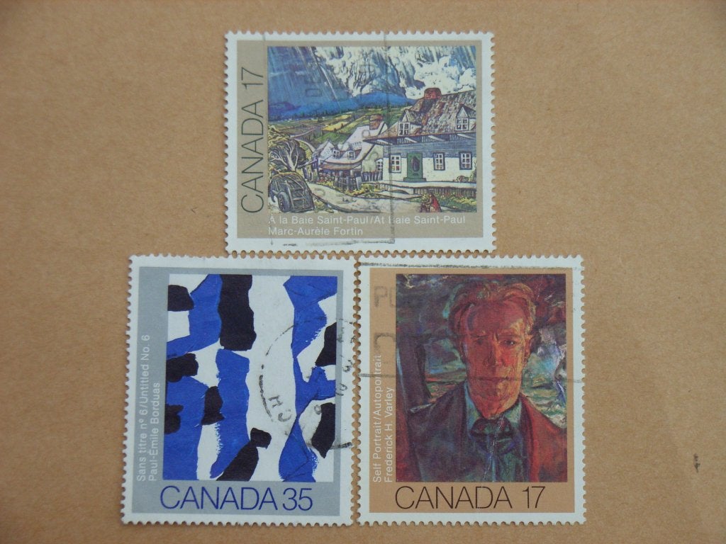 NB Canada, 3 schilderijen zegels, Ophalen of Verzenden, Gestempeld, Noord-Amerika