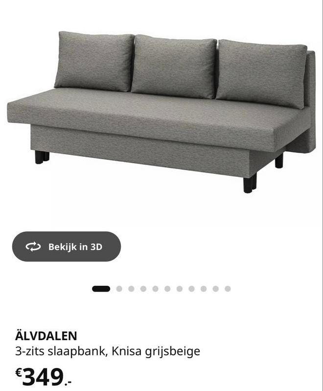 IKEA ÄLVDALEN 3-zits slaapbank, Knisa grijsbeige - Netjes, Ophalen, Tweepersoons, Zo goed als nieuw, Overige maten