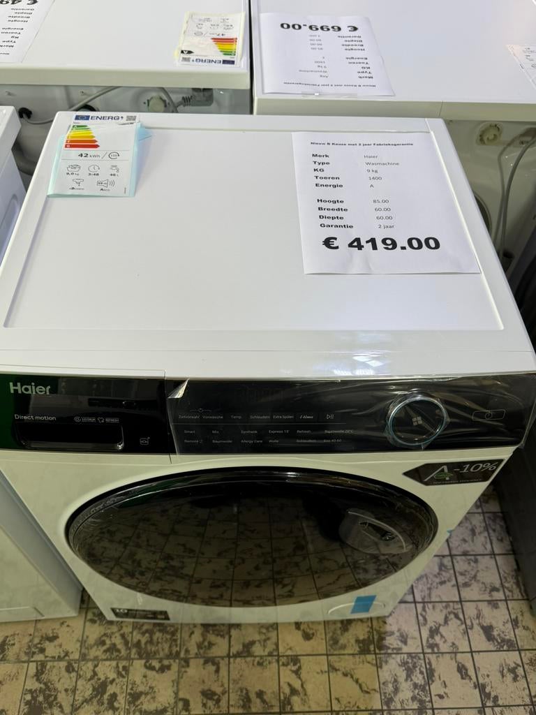 Haier wasmachine 9 kg 1400 toeren, Ophalen, Minder dan 85 cm, 8 tot 10 kg, Nieuw