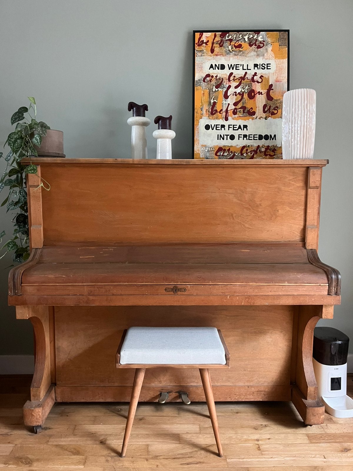GRATIS OP TE HALEN - Sier piano inclusief krukje, Ophalen, Gebruikt, Bruin, Piano