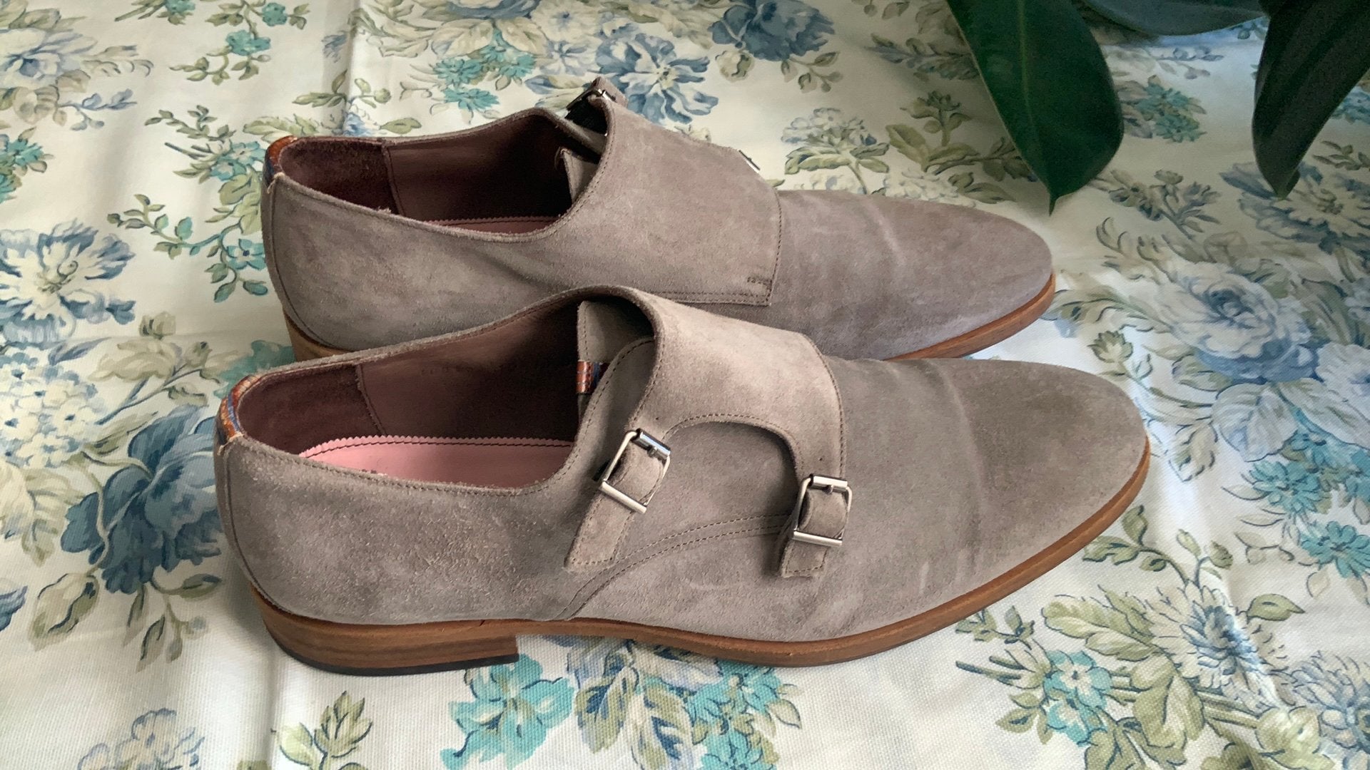 Floris van Bommel suède gespschoenen taupekleurig mt.11 G1/2, Overige kleuren, Floris van Bommel, Ophalen of Verzenden, Gespschoenen