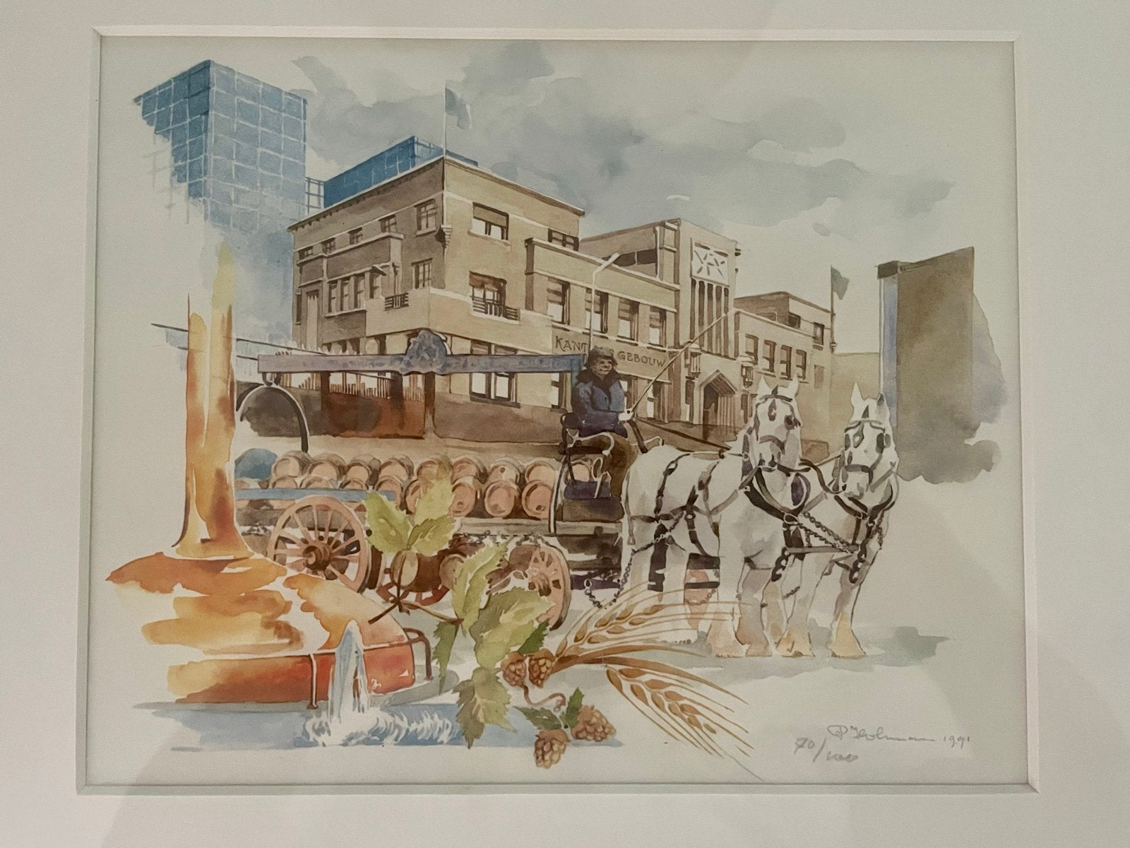 Kunstdruk Piet Hohmann - Brouwerij De 3 Hoefijzers Breda, Antiek en Kunst, Kunst | Schilderijen | Klassiek, Realistisch, Ophalen of Verzenden
