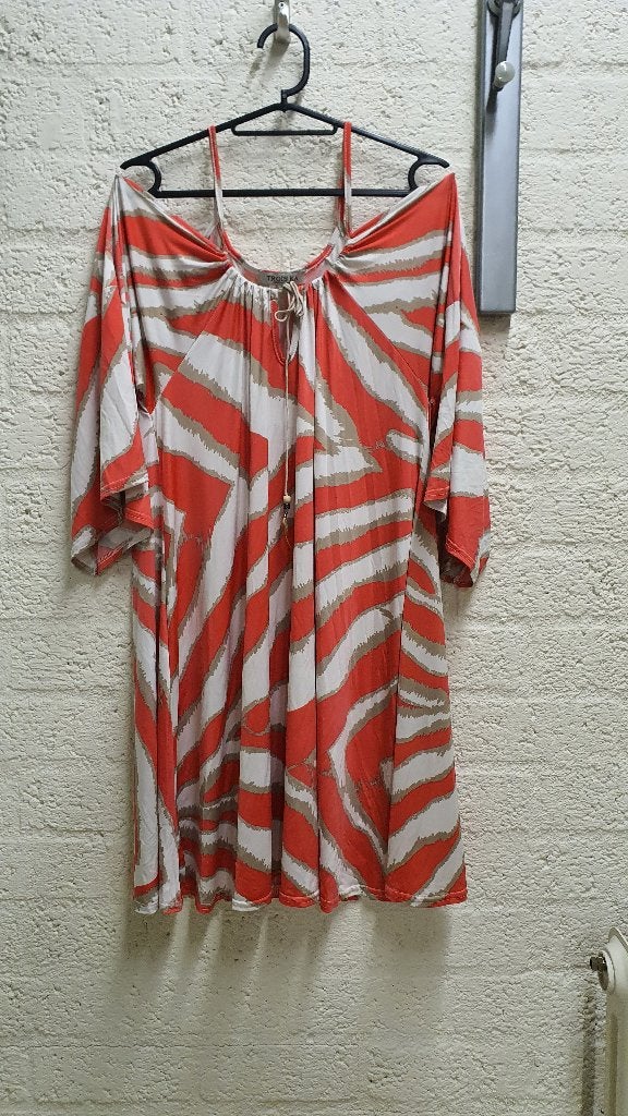 Trois Ka tuniek XL wit bruin oranje luchtig, Ophalen of Verzenden, Zo goed als nieuw, Maat 46/48 (XL) of groter, Oranje