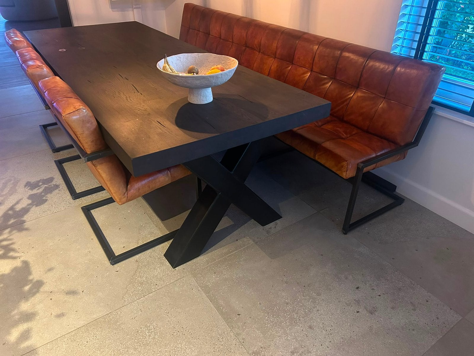 Stoere industriële eethoek te koop, Ophalen, 200 cm of meer, 50 tot 100 cm, Zo goed als nieuw