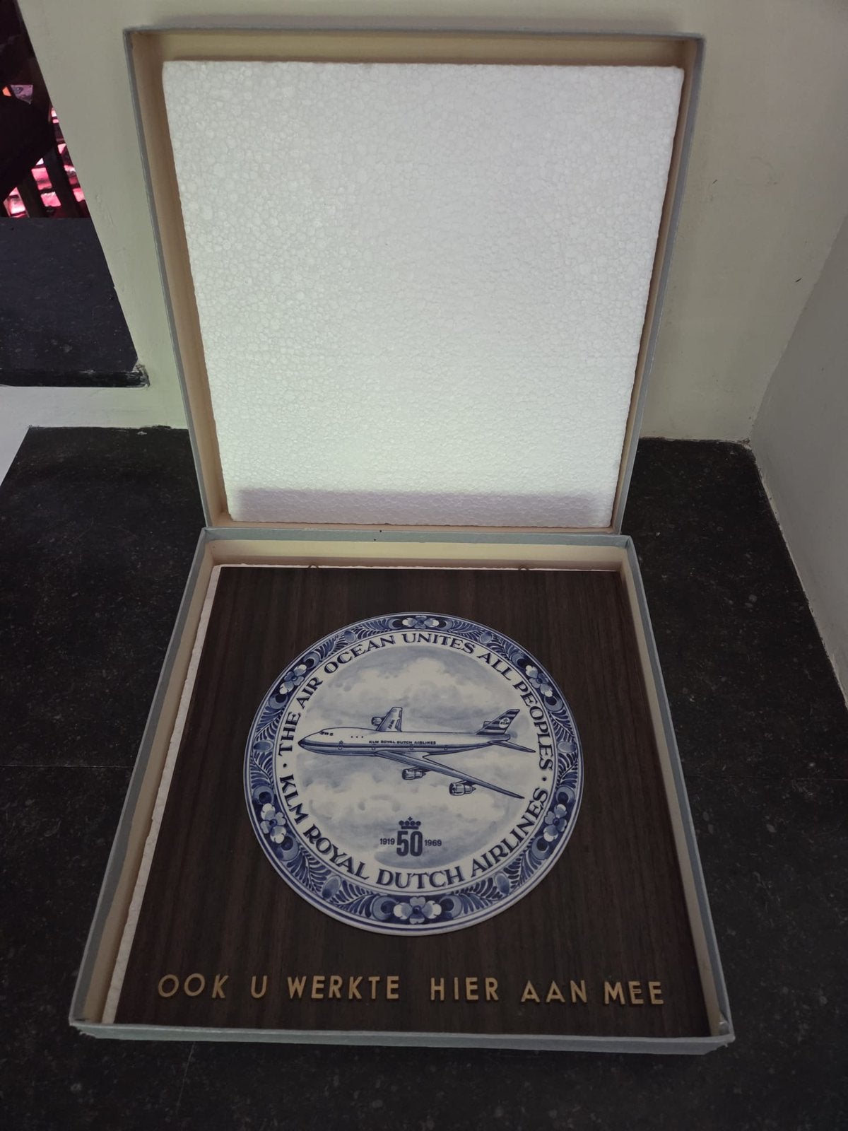 KLM 50 Jaar Jubileum Plaquette - Boeing 747, Ophalen of Verzenden, Zo goed als nieuw