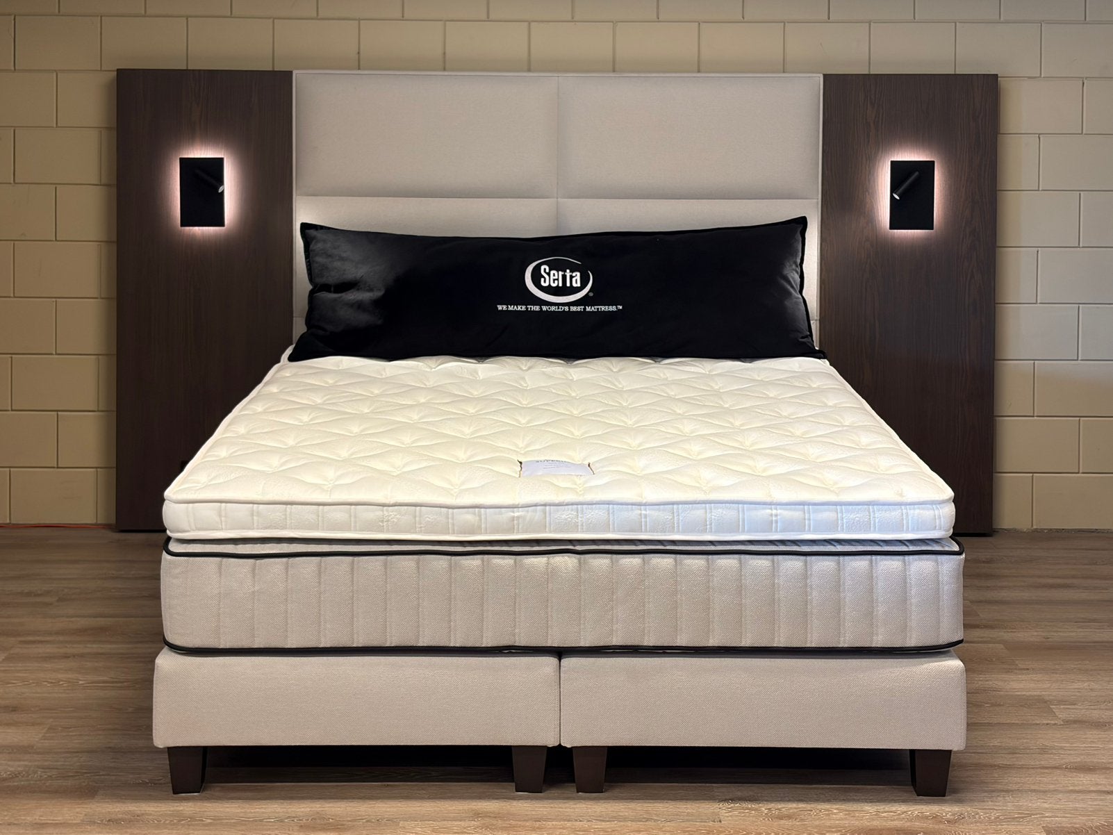 180x200 luxe Serta Boxspring by Hilton Beige XL Hoofdbord, Ophalen, Blauw, Kingsize luxe bed Serta bedding hotelsjiek vijf sterren