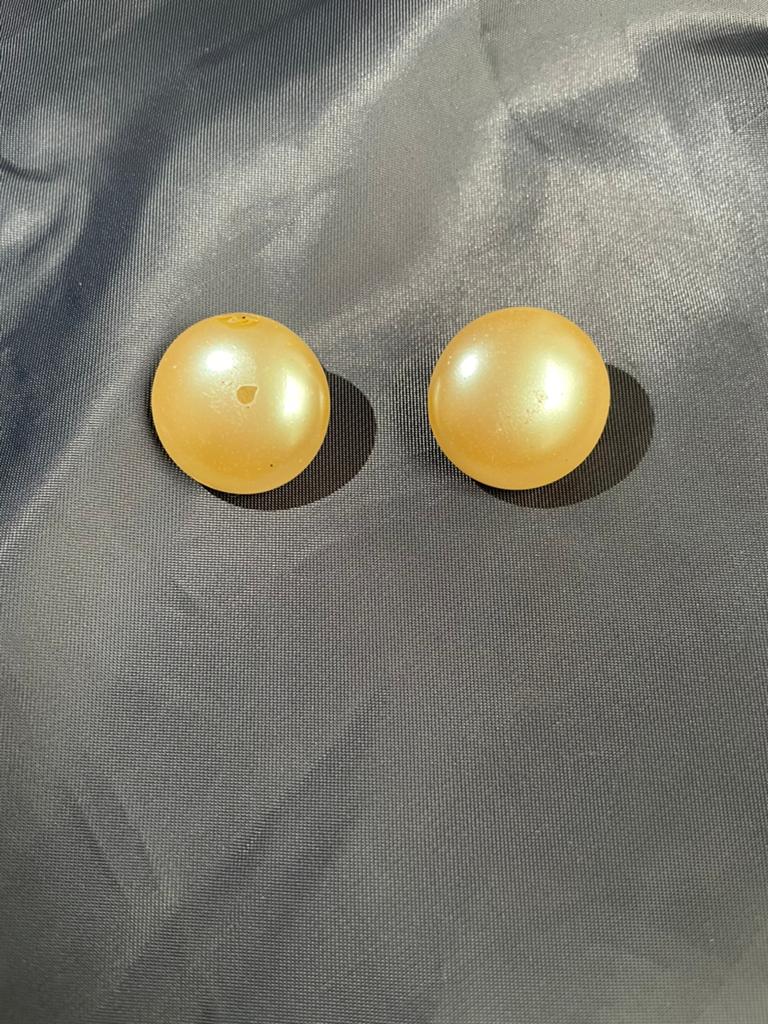 Vintage Parelmoer Clip-Oorbellen, Overige materialen, Gebruikt, Beige, Ophalen of Verzenden