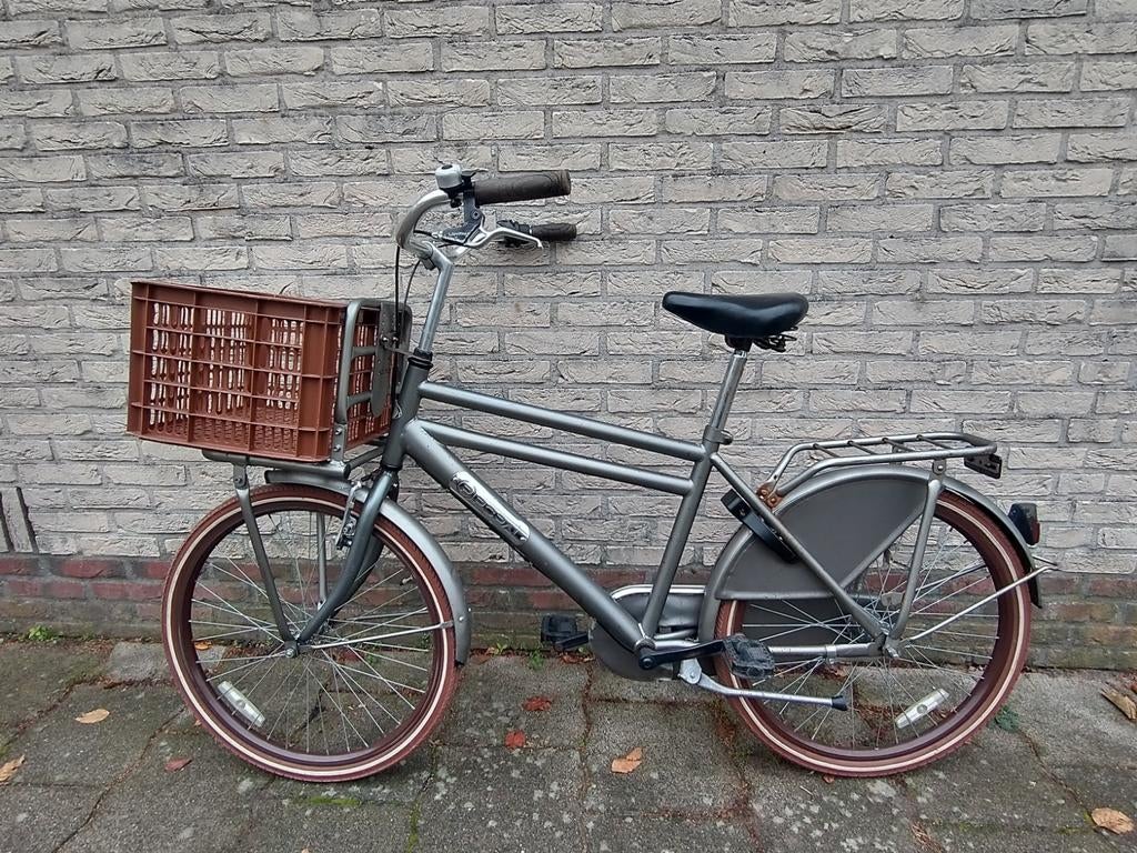 Popal jongen 24 inch fiets met mand - Grijs, Gebruikt, Velgrem, Versnellingen, 50 tot 53 cm