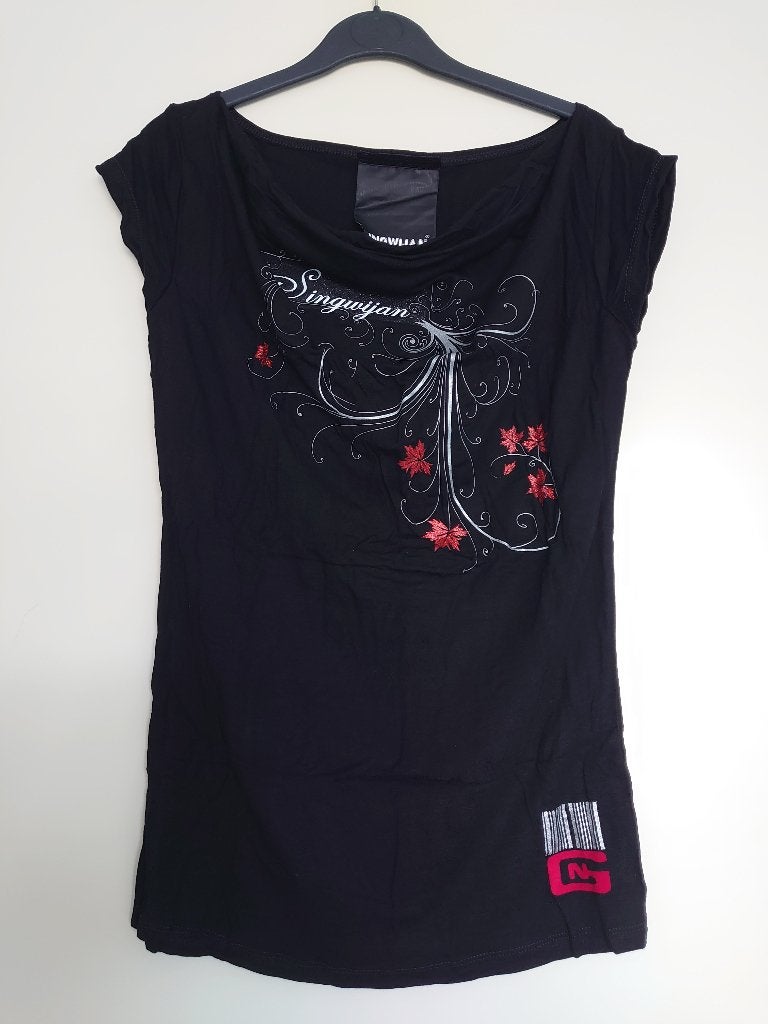 shirt met waterval-hals Singwijan maat S, Singwijan, Verzenden, Zwart, Nieuw