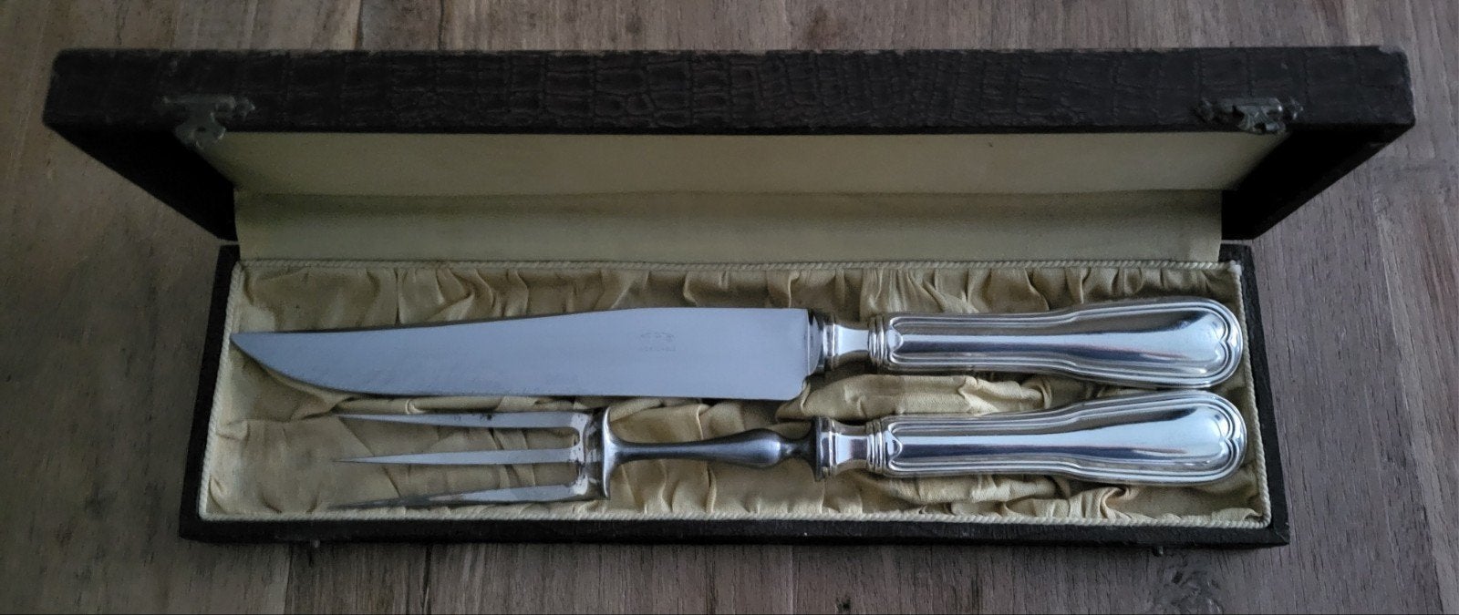 Antiek verziverd Frans trancheercouvert circa 1930, Antiek en Kunst, Antiek | Bestek, Ophalen of Verzenden