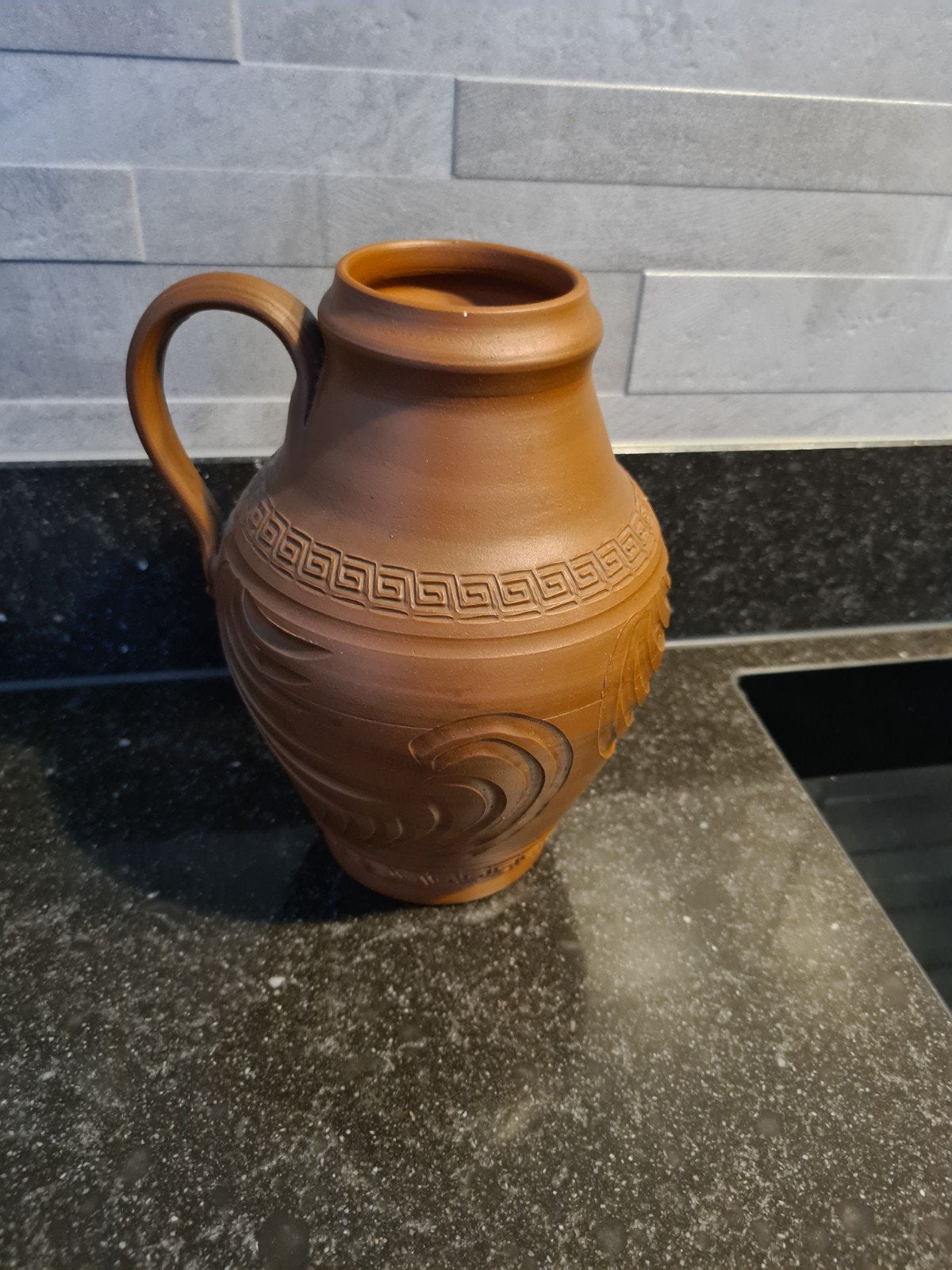 Handgemaakte Terracotta Kruik met Grieks Patroon, Ophalen of Verzenden