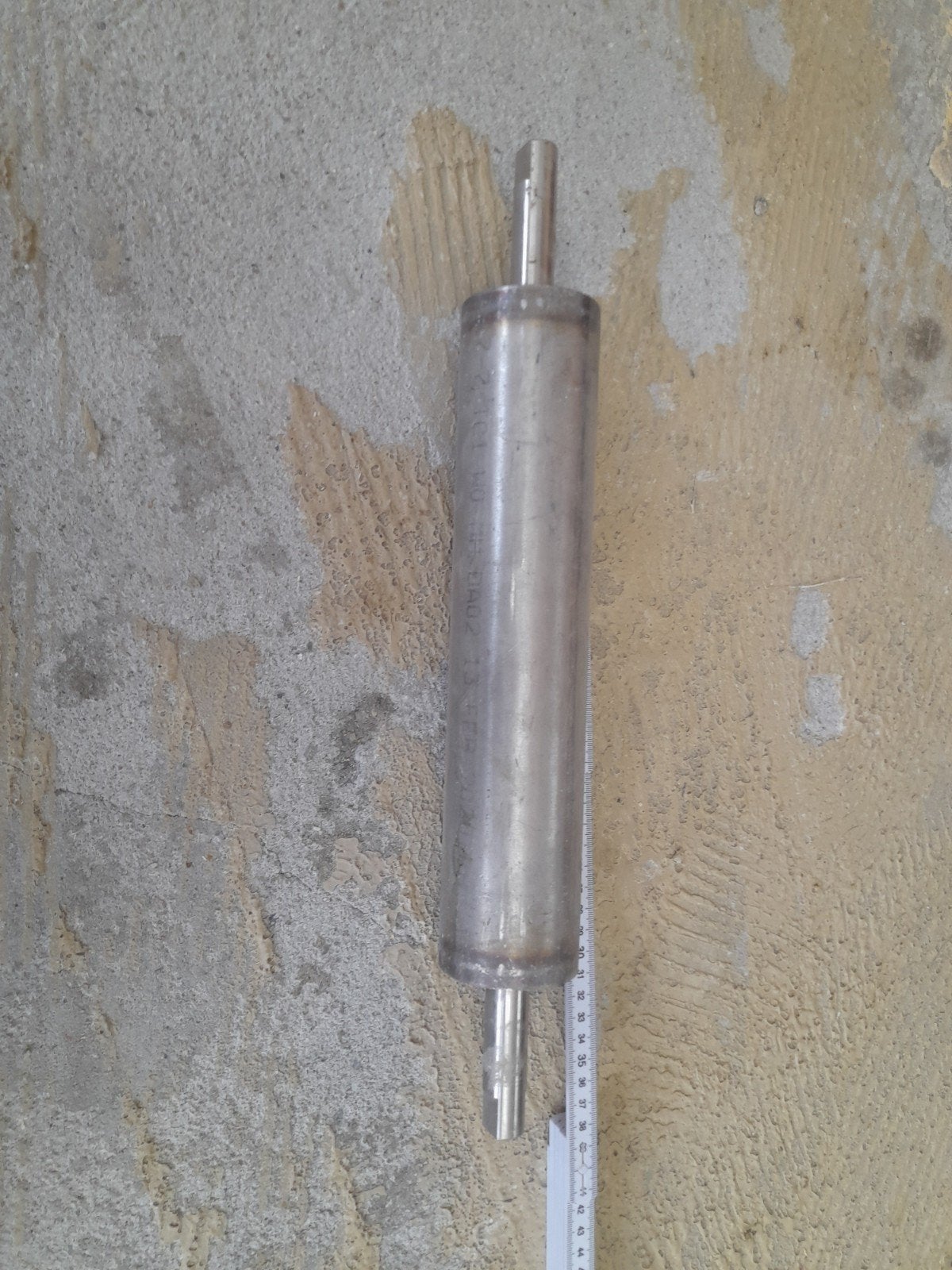 Gelagerde RVS rol met as - 20mm as, 295mm rol, 440mm as, Ophalen of Verzenden, Gebruikt