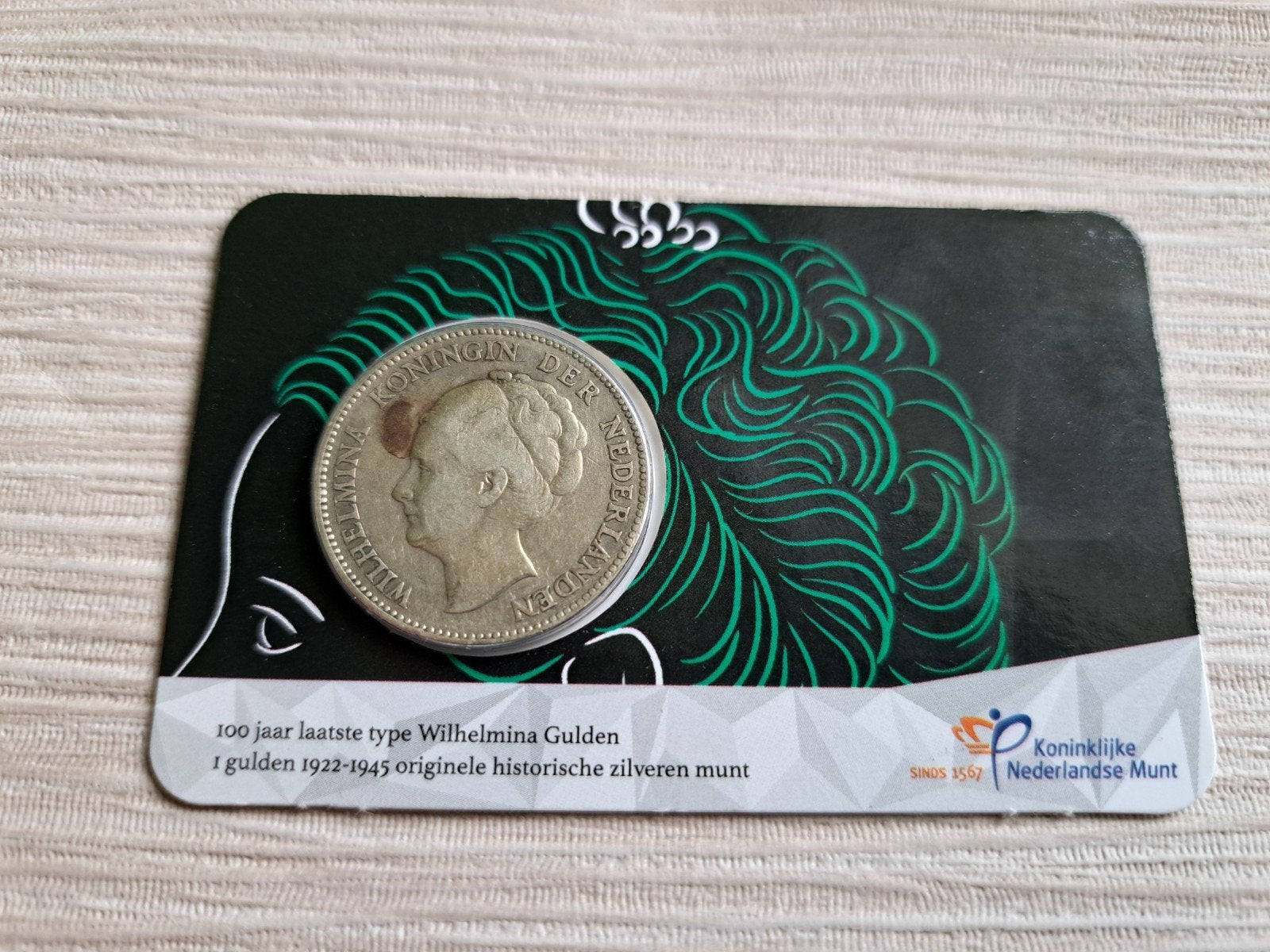 coincard 100 jaar Laatste Type Wilhelmina Gulden met 1923, Ophalen of Verzenden, Koningin Wilhelmina, 1 gulden, Zilver