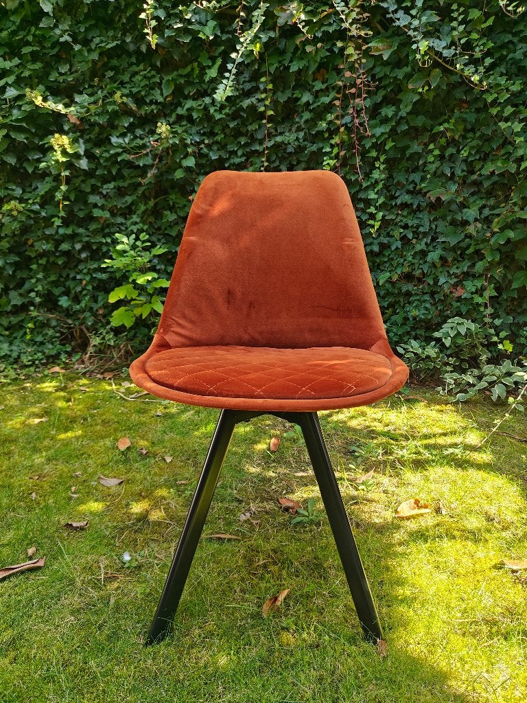 Set van 6 eetkamerstoelen (4x oranje, 4x antraciet), Ophalen, Gebruikt, Overige kleuren, Modern, Scandinavisch, Eigentijds