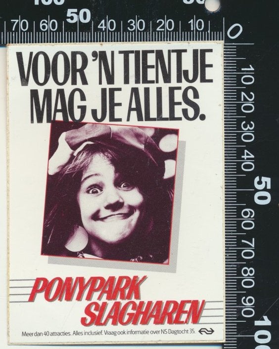Sticker: Ponypark Slagharen Voor een tientje uit je bol (2), Ophalen of Verzenden, Zo goed als nieuw, Bedrijf of Vereniging