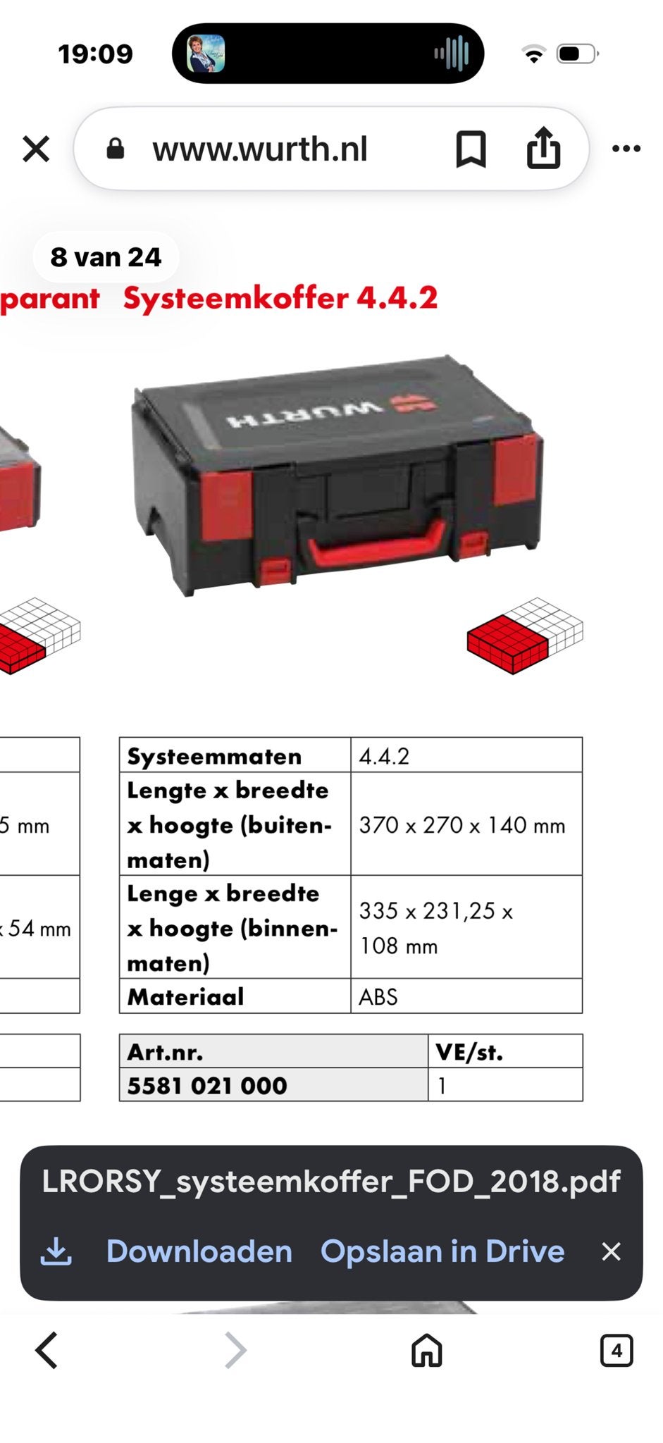 Wurth Systeemkoffer 4.4.2 - Nieuw en Ongebruikt