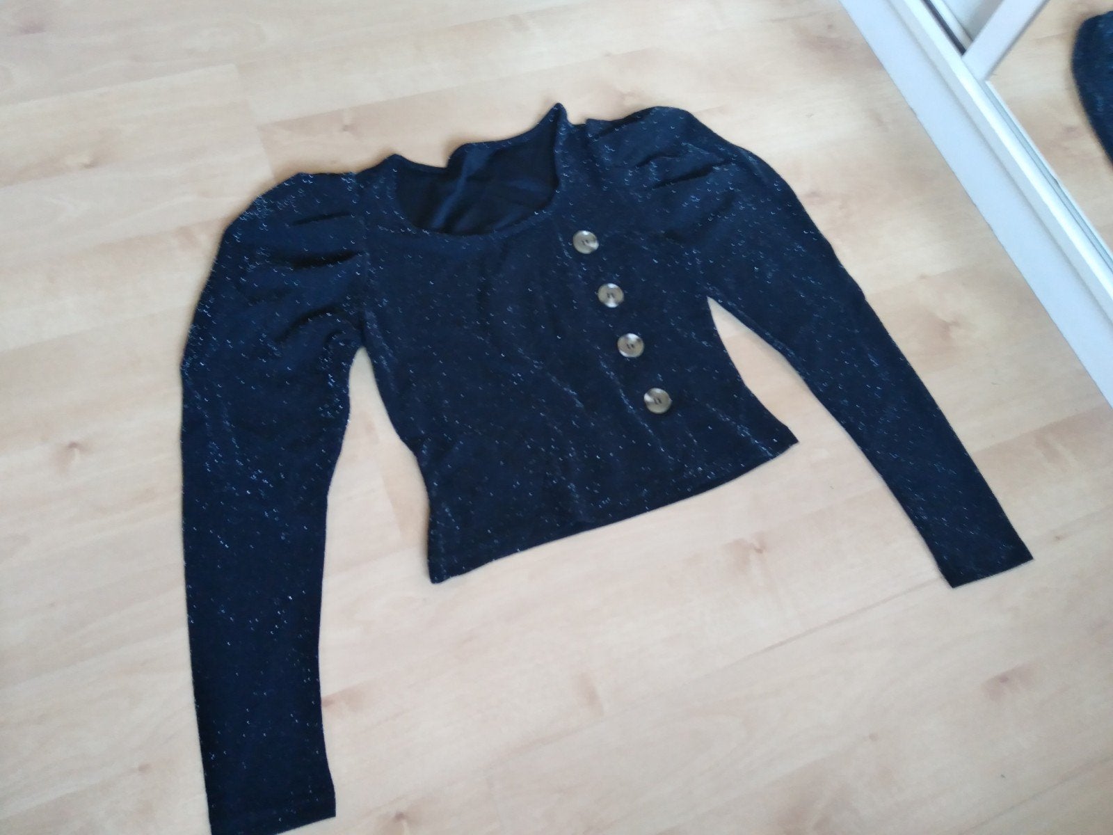 zwart glitter navelshirt, Zwart, Nieuw, Ophalen of Verzenden, Lange mouw