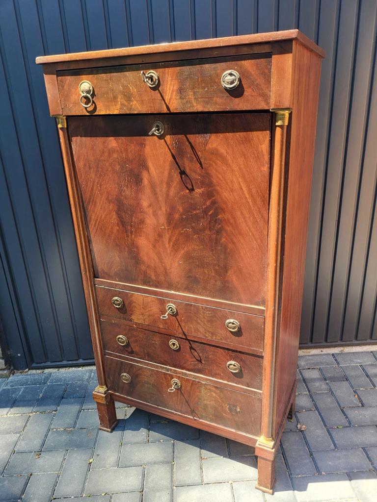 Antieke mahonie Empire secretaire, Antiek en Kunst, Ophalen