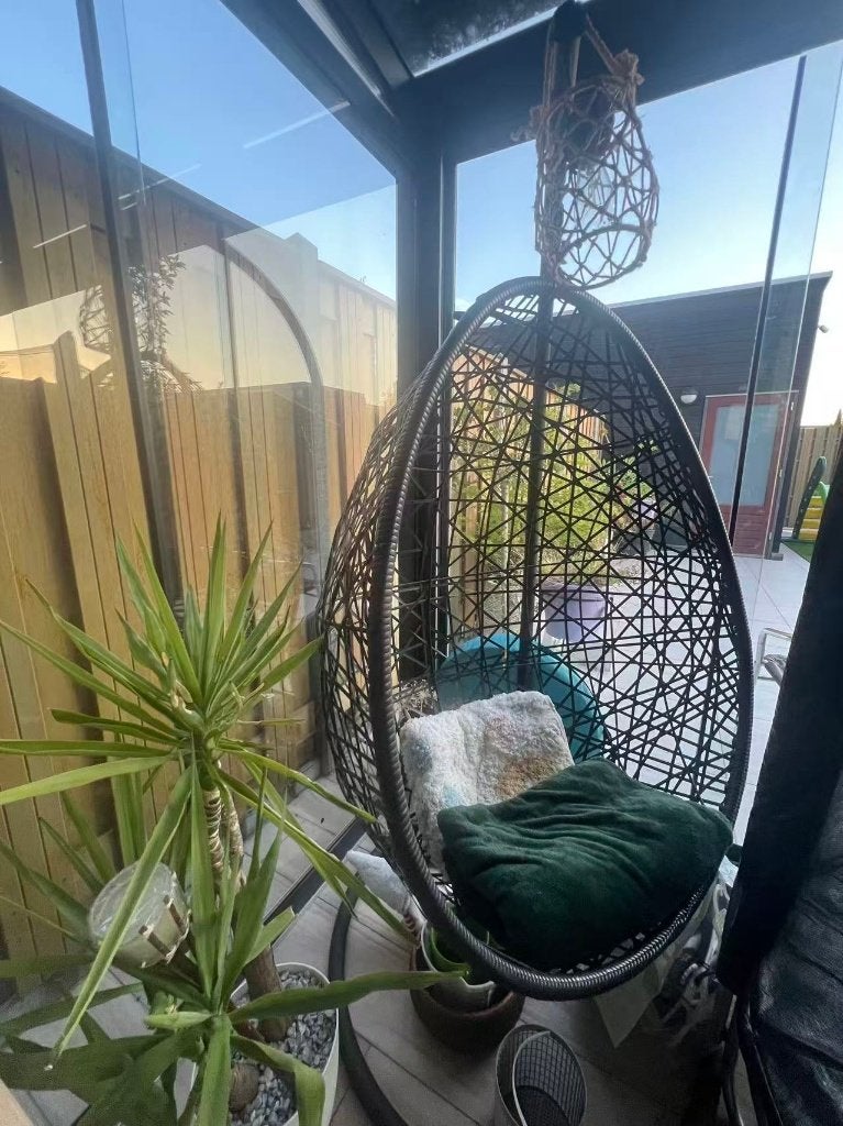 Luxe Hangstoel / Egg Chair, Ophalen, Gebruikt, Zwart, Metaal