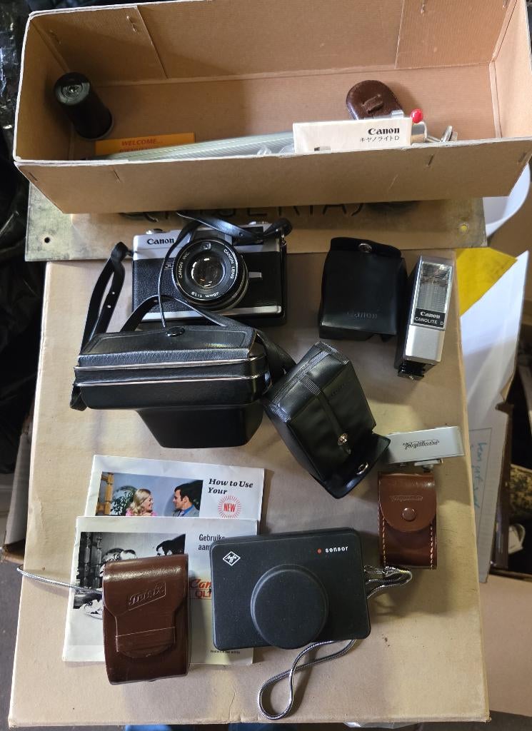 Canon Canonet QL19 met toebehoren, Gebruikt, Spiegelreflex, Canon, Ophalen of Verzenden