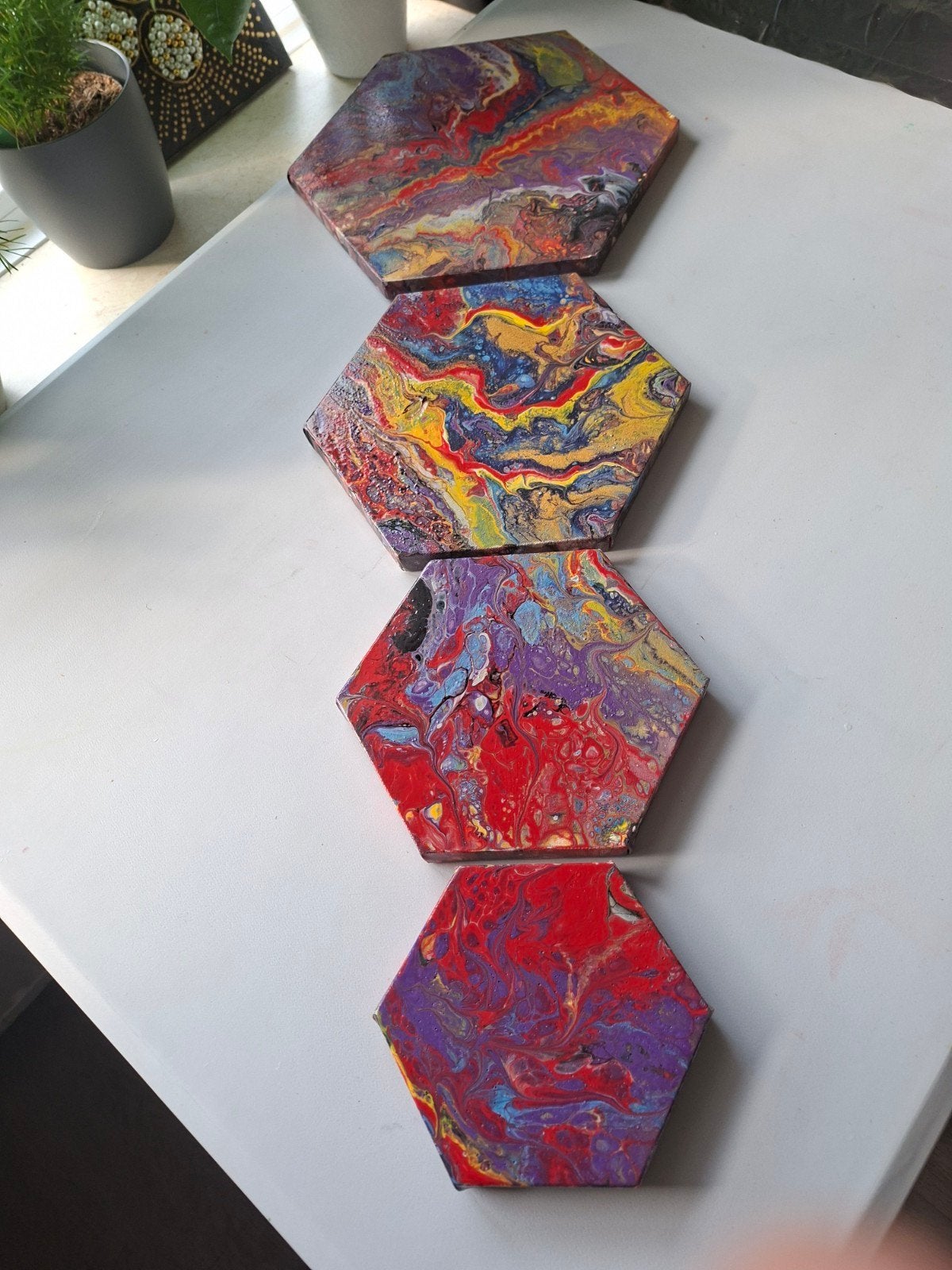 Unieke handgemaakte onderzetters - Acryl Pouring, Ophalen, Acrylverf