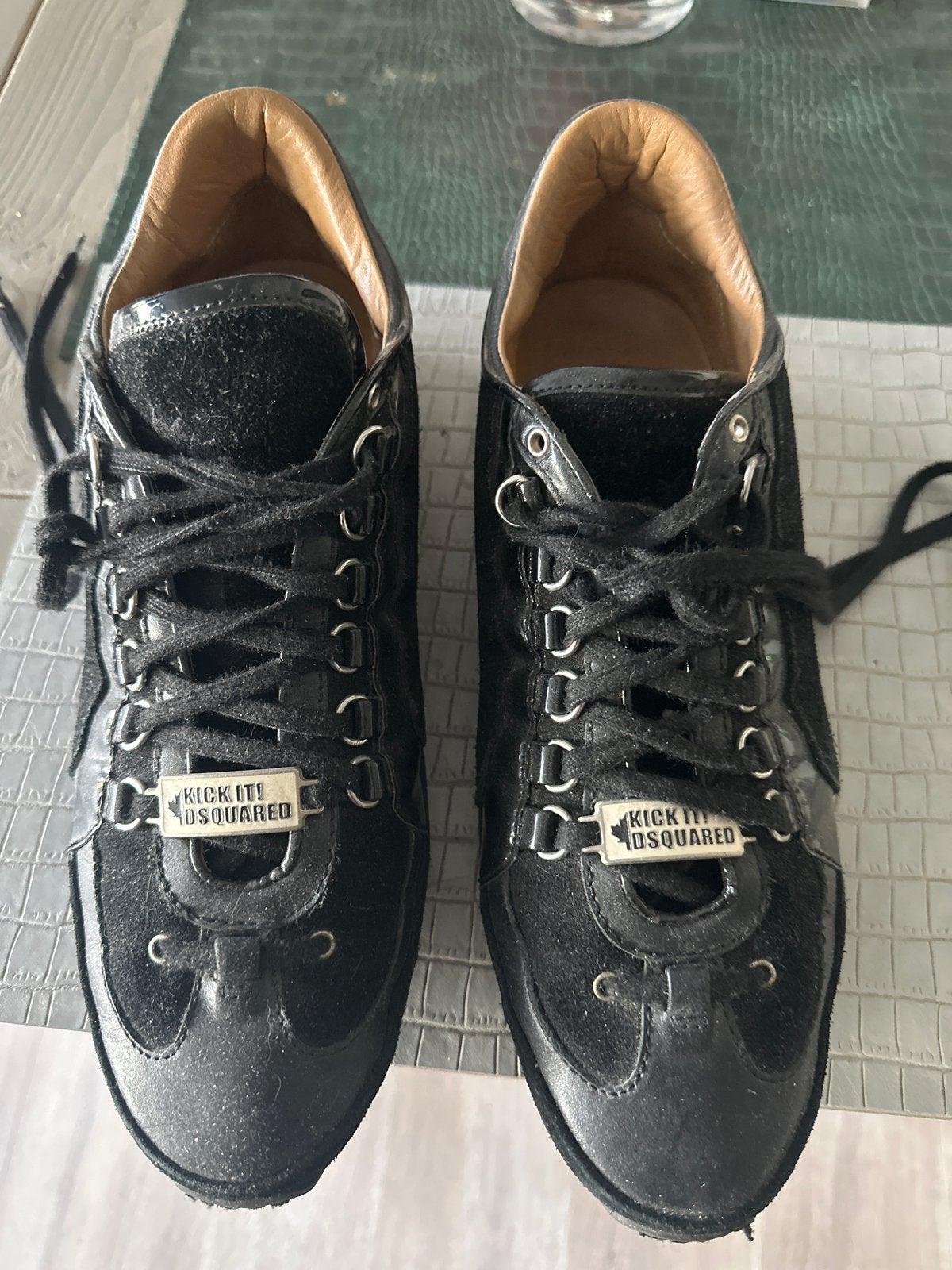 Dsquared2 sneakers - Zwart leder- Maat 44, Ophalen of Verzenden, Gedragen, Zwart, Sneakers of Gympen