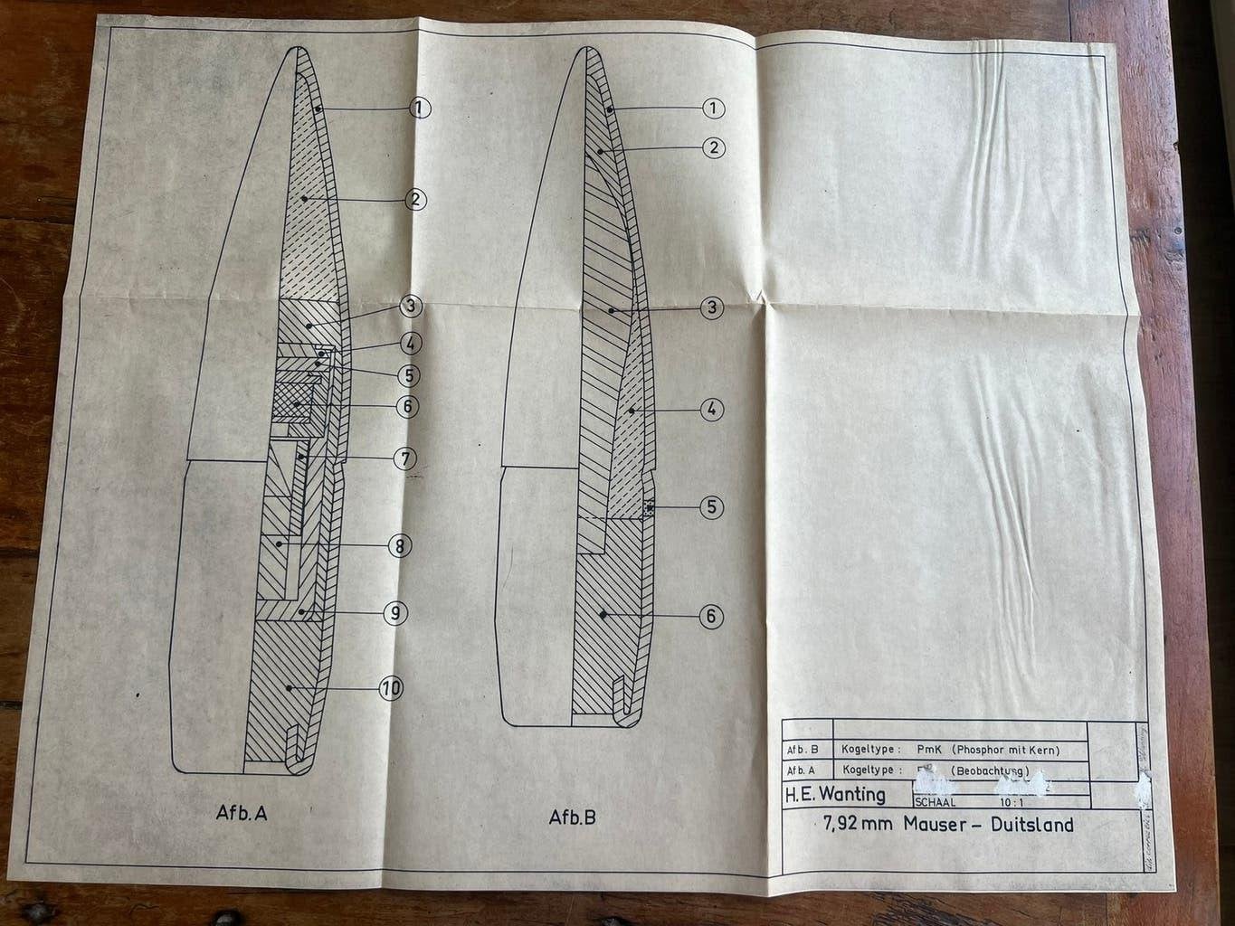 WO2 Duits k98 7,92 x 57 mm werkplaat /blauwdruk AI hembrug, Verzenden, Duitsland