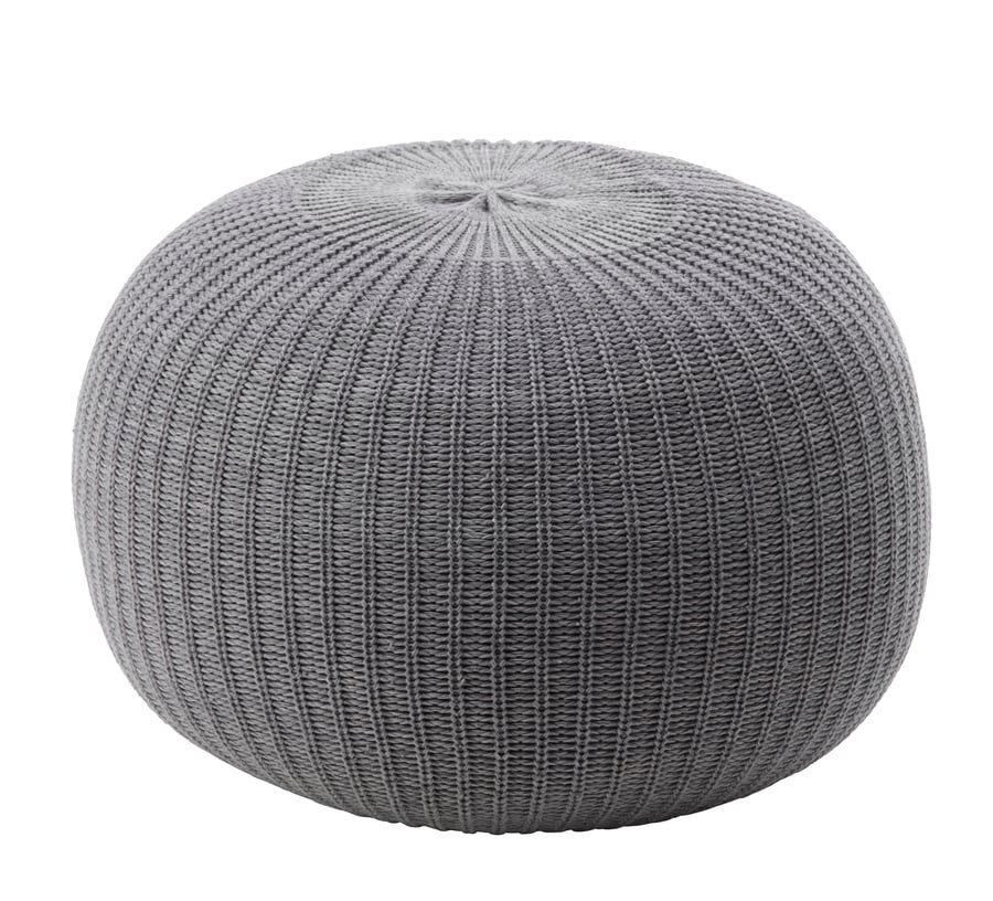 Grijze gebreide poef - Comfortabel en stijlvol, Ophalen, Gebruikt, Modern, Scandinavisch, Rond