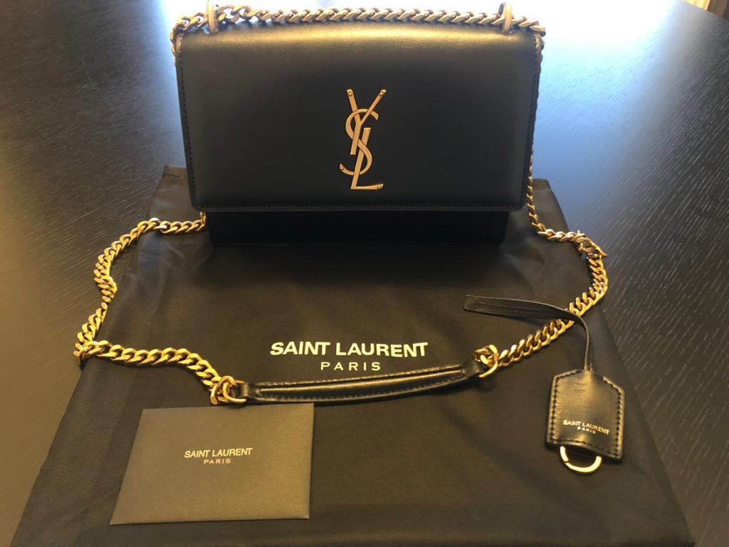 Yves Saint Laurent YSL Sunset kalfsleer zwart goud, Ophalen of Verzenden, Nieuw, Zwart, Schoudertasje