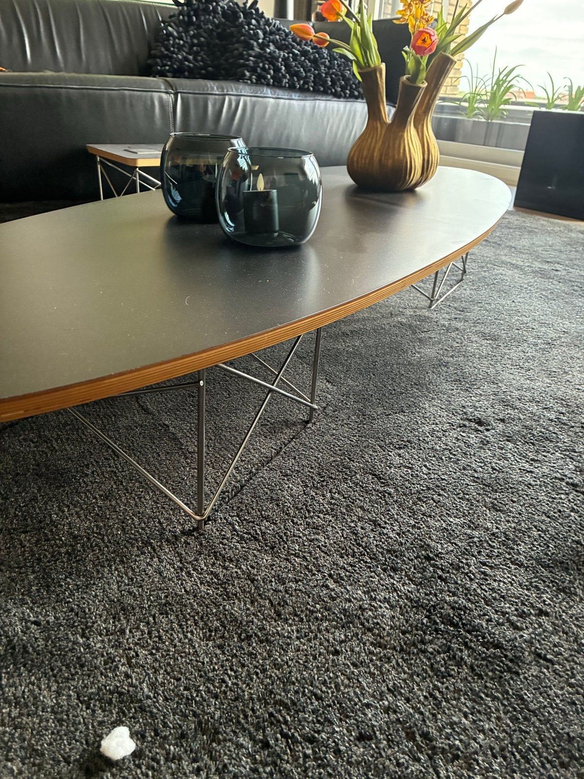 Repro Vitra Elliptical Table ETR, zwart met beschadigingen, Ophalen, Gebruikt, 100 tot 150 cm, 50 tot 100 cm