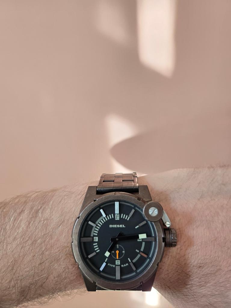 Diesel horloge met bruine band - Nette staat, Staal, Staal, Polshorloge, Zo goed als nieuw
