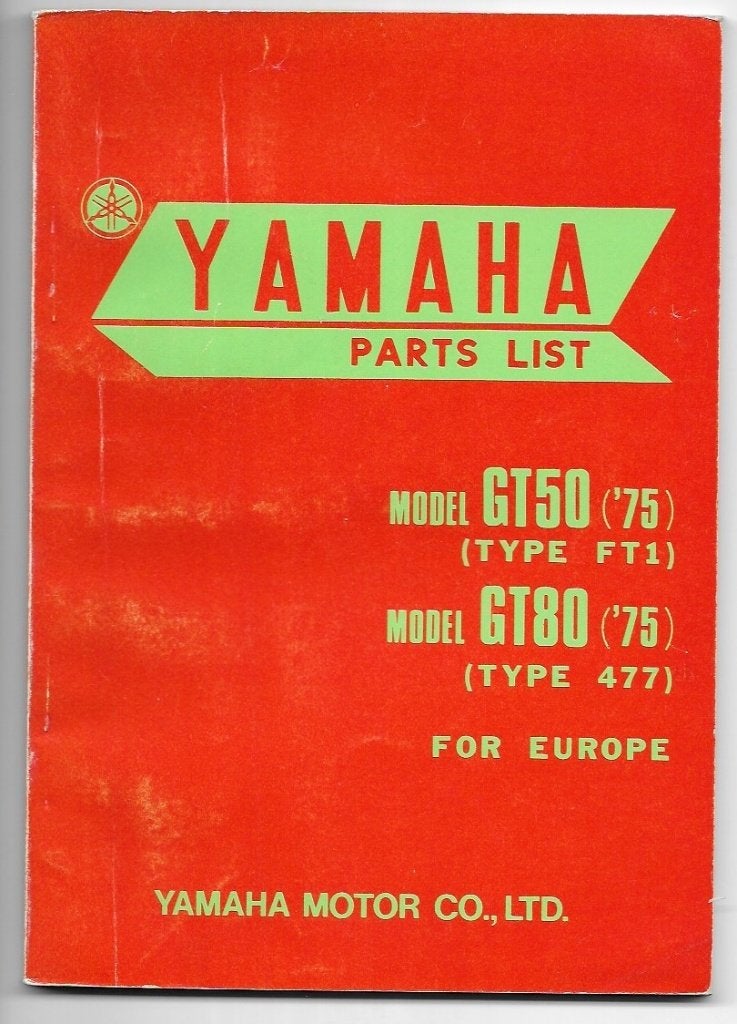 Yamaha GT50 Yamaha GT80 parts list 1975 (3416z), Verzenden, Zo goed als nieuw