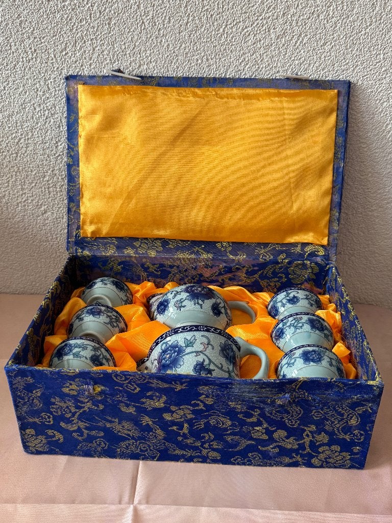 Chinees porseleinen theeservies 8-delig in geschenkdoos, Ophalen of Verzenden