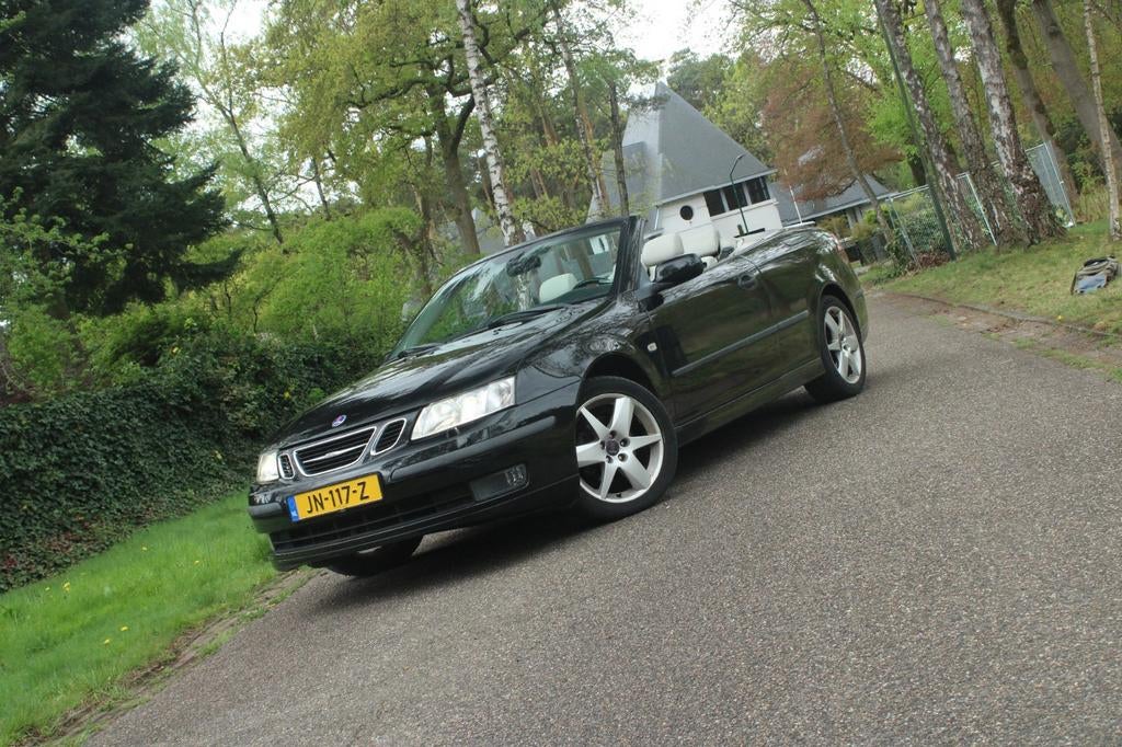 Saab 9-3 1.8 T Cabrio 2004 Zwart, Auto's, Voorwielaandrijving, 1998 cc, 4 cilinders, Cabriolet