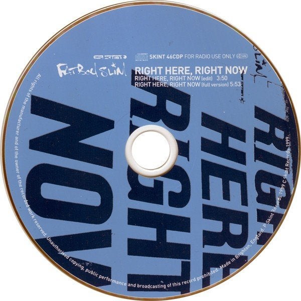 cd-single van Fatboy Slim - Right Here, Right Now, Verzenden, Zo goed als nieuw, Pop