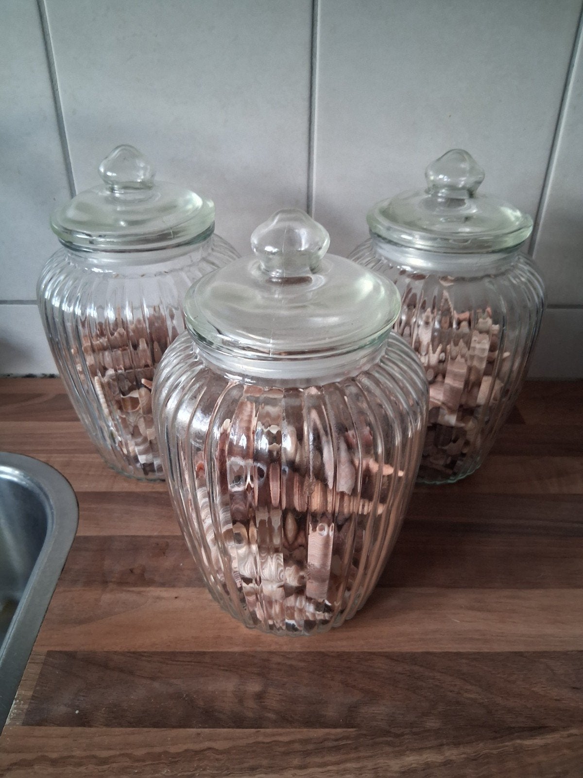 Voorraadpotten met schelpen, Ophalen, Meerkleurig, Mediterraans, Zo goed als nieuw