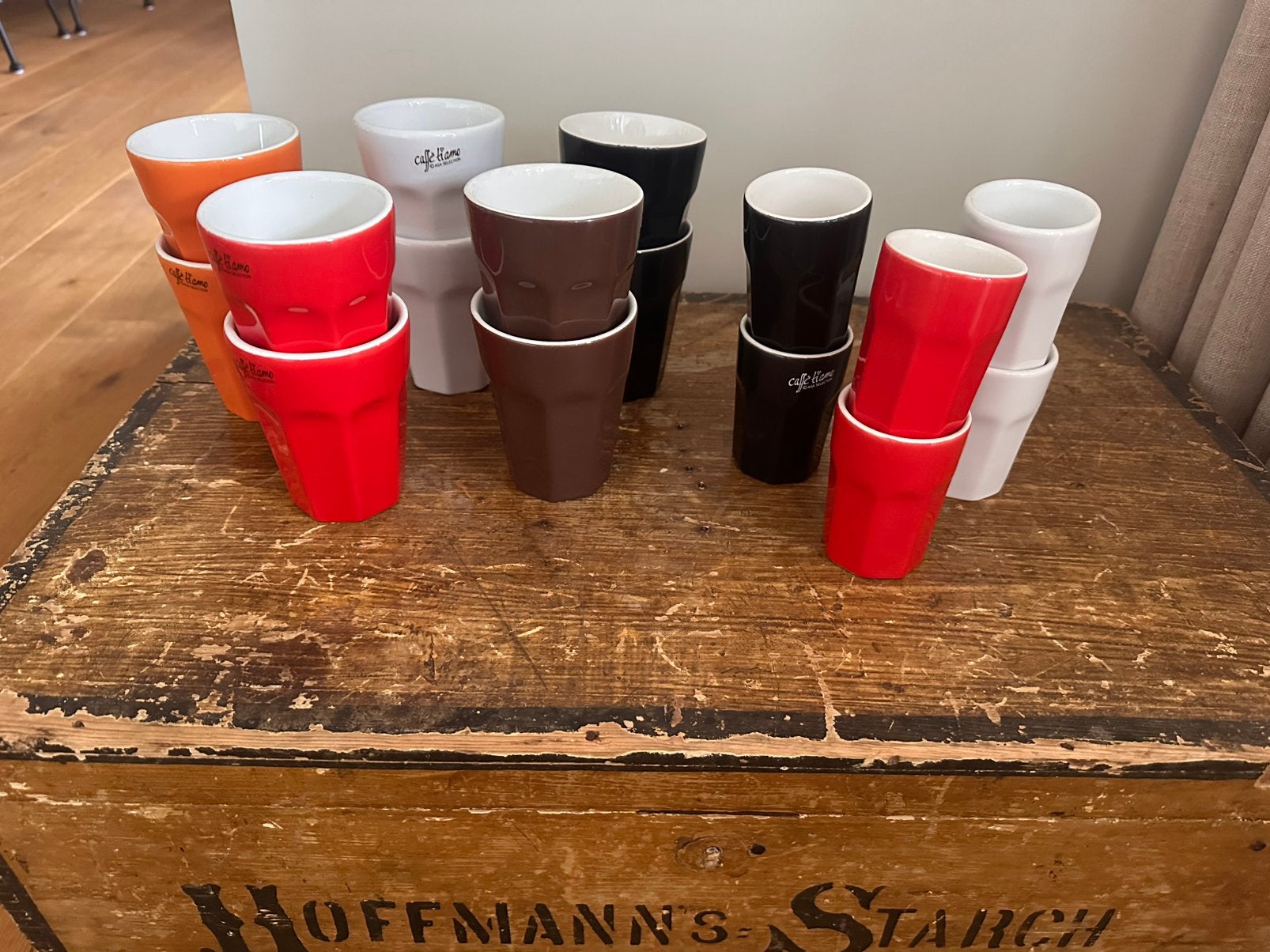 Koffiebekers caffe ti amo, Ophalen of Verzenden, Overige stijlen, Kop(pen) en/of Schotel(s), Glas