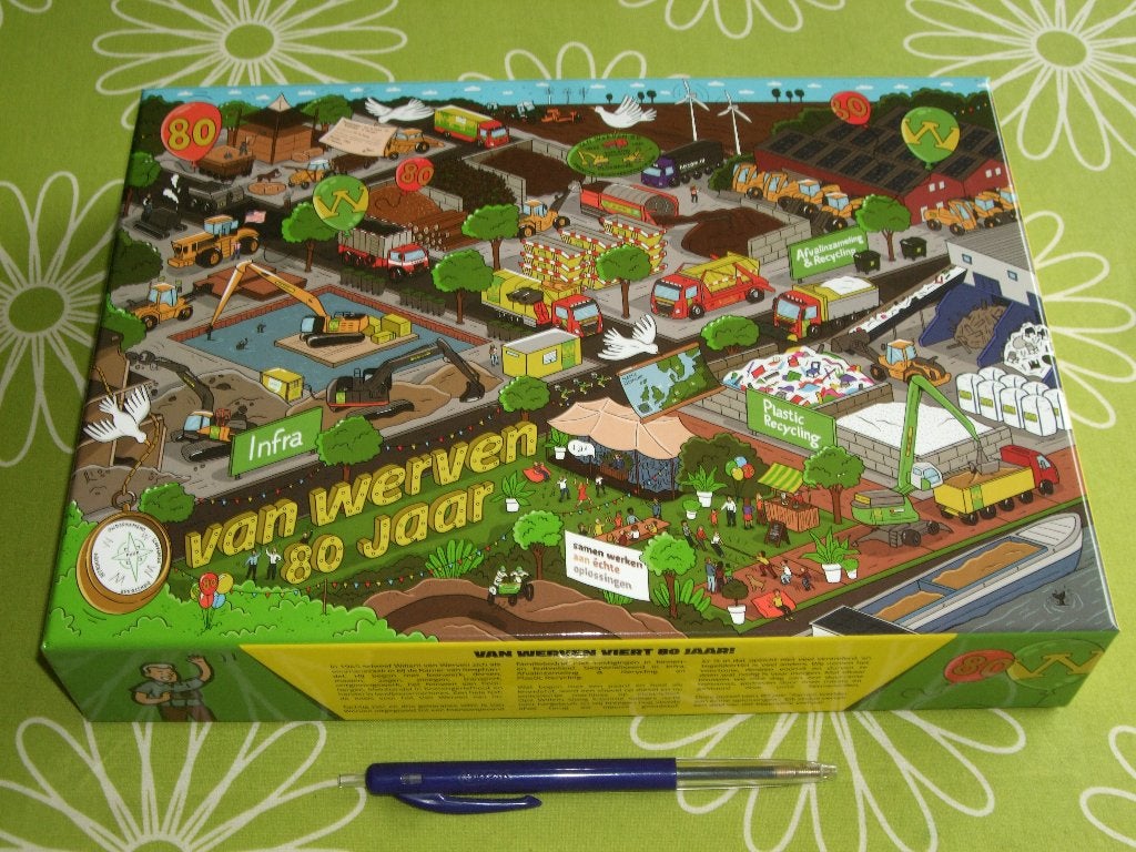 Van Werven 80 jaar cartoonpuzzel - 1000 stukjes, Ophalen of Verzenden, 500 t/m 1500 stukjes, Zo goed als nieuw, Legpuzzel
