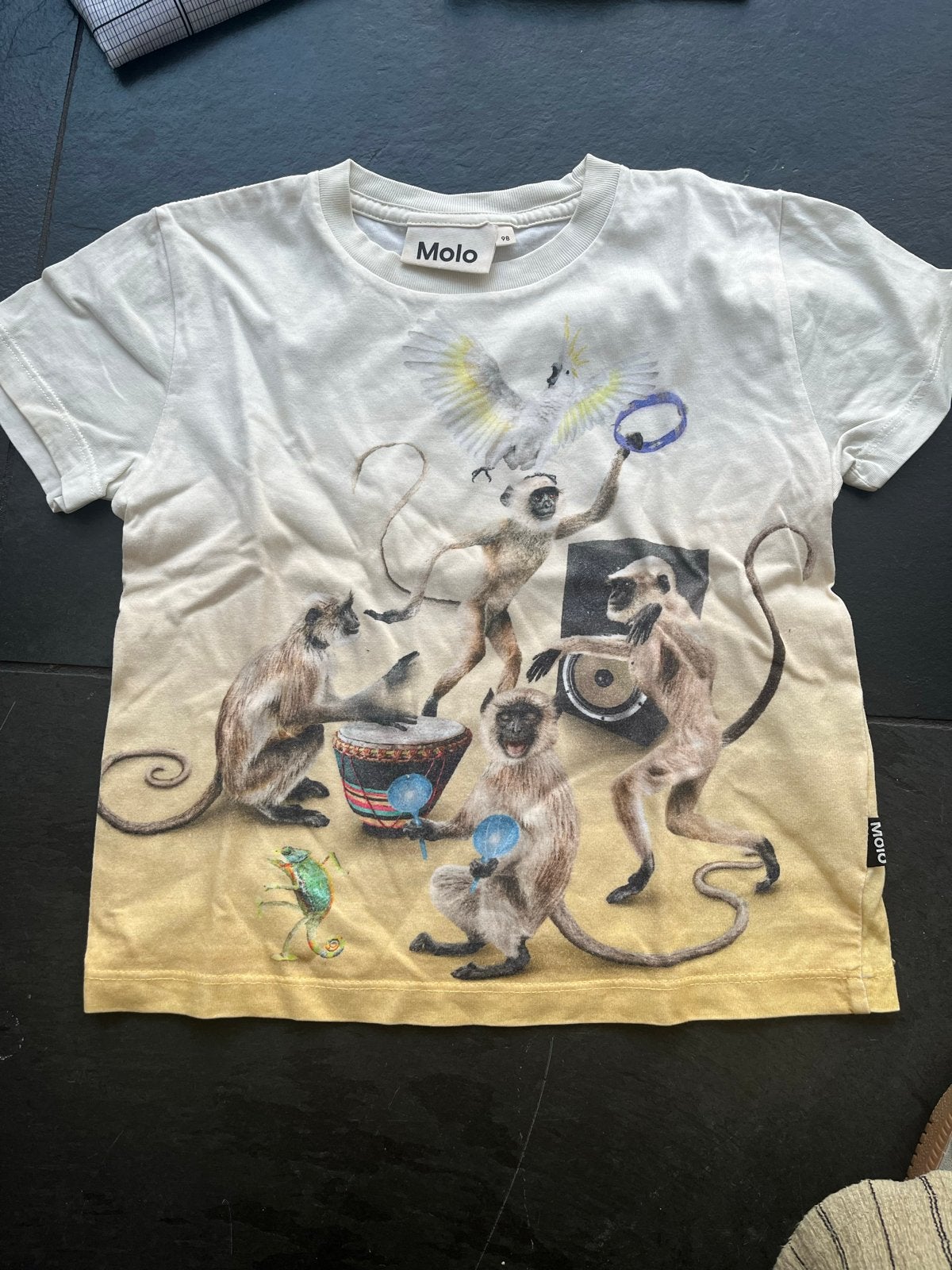 Molo T-shirt met apenprint - Maat 98, Ophalen of Verzenden, Zo goed als nieuw, Jongen of Meisje, Shirt of Longsleeve