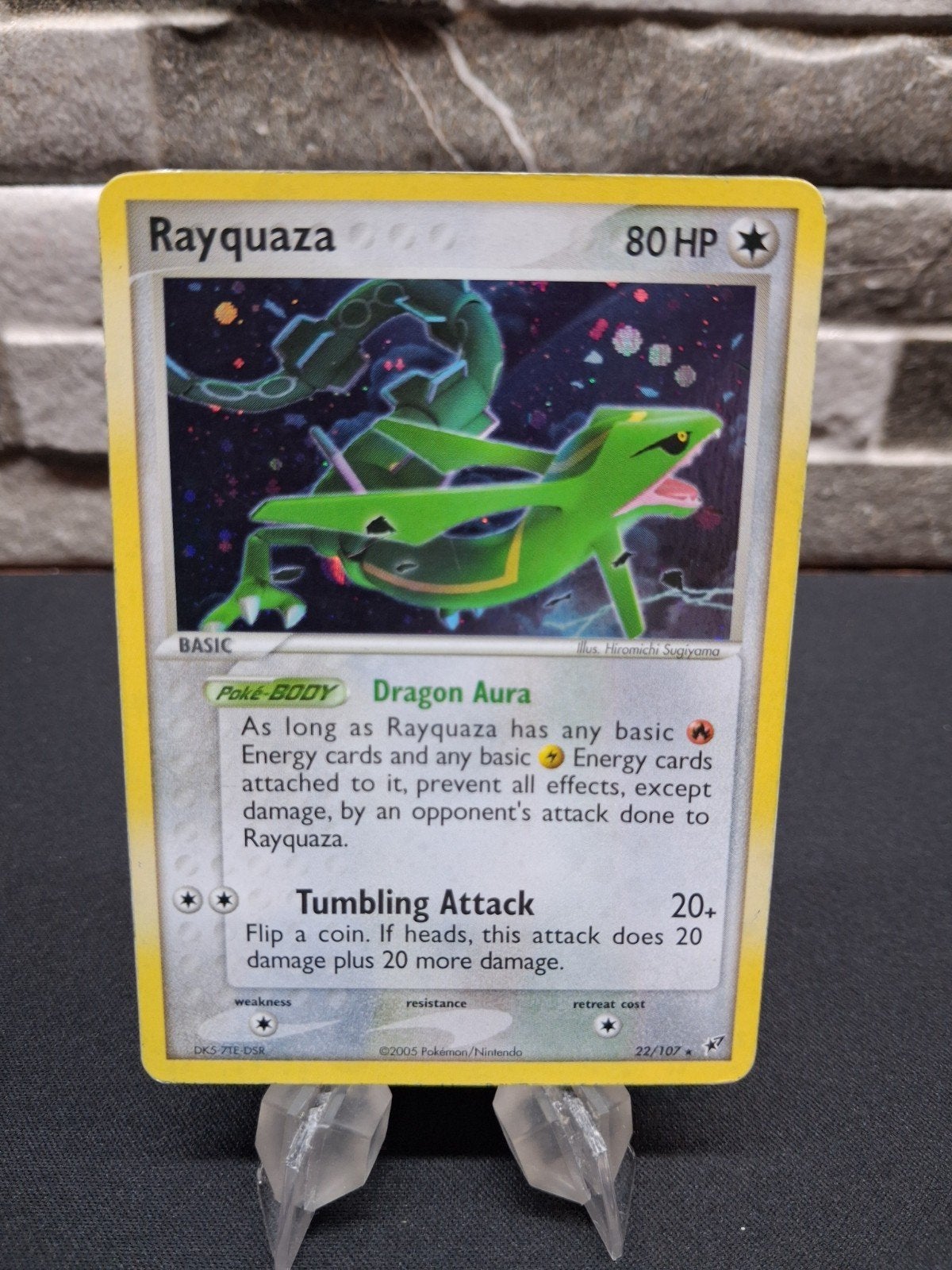 Cosmos Rayquaza EX Deoxys 22/107 Pokémon 2005 promo, Ophalen of Verzenden, Gebruikt, Losse kaart