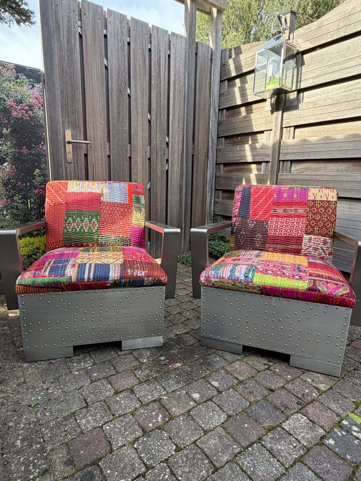 Set van 2 Aviator fauteuils met patchwork kussens, Ophalen, Twee, Overige kleuren, Zo goed als nieuw