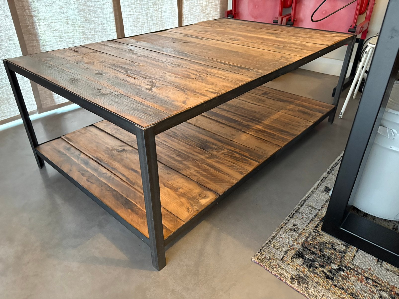 Salontafel hout/staal, Ophalen, 100 tot 150 cm, 50 tot 100 cm, Zo goed als nieuw