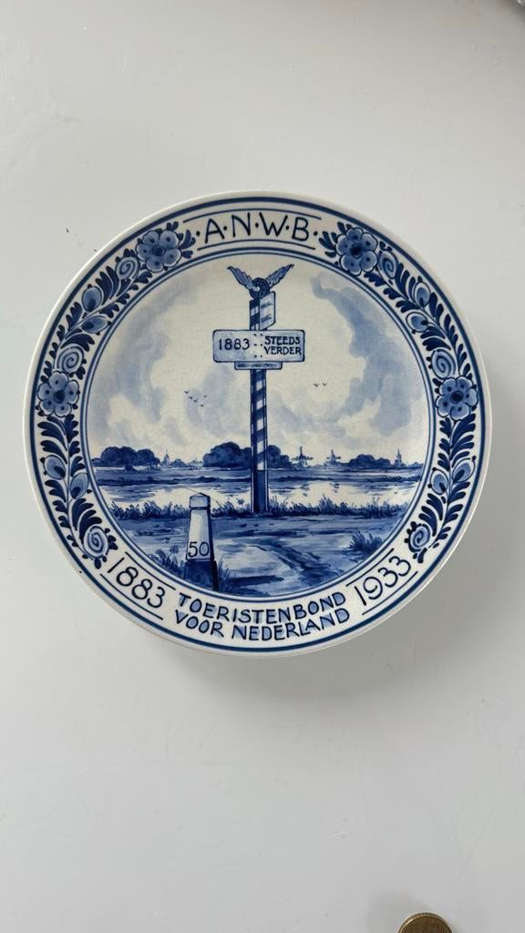 ANWB Gedenkbord Porceleyne Fles Delft 1883-1933, Ophalen of Verzenden