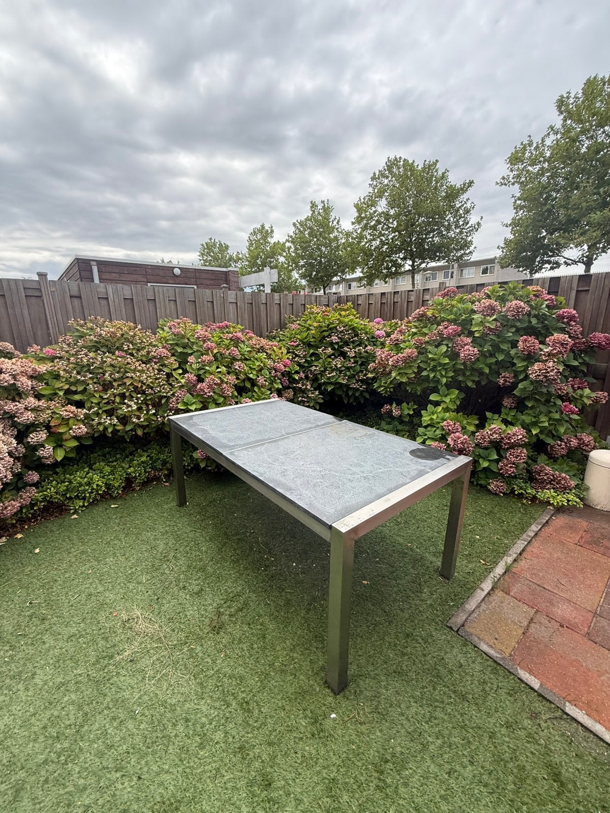 Luxe tuintafel met marmerenblad en RVS frame, Ophalen, Rechthoekig, Rvs
